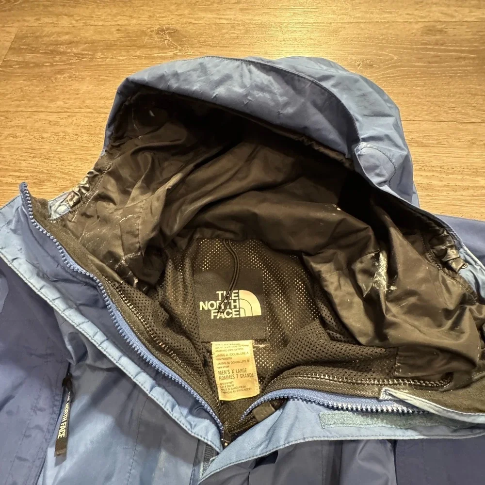 The North Face Jacket Mens XL Blue Gore-Tex Shell Hooded Zip Vintage Gorpcore